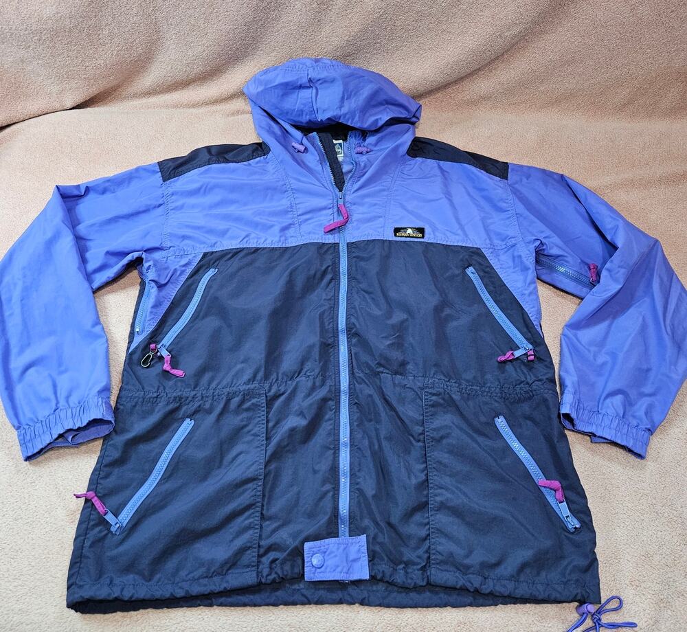 Vintage 90s Sierra Designs Colorblock Hooded Nylon Windbreaker Jacket w/pit zips